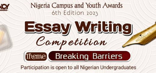 This year's NCYA features an essay writing competition with the theme "Breaking Barriers." The essay competition is open to all Nigerian undergraduates who want to showcase their writing skills and creativity in commemoration of our focus on recognizing and celebrating Nigerian youths overcoming adversity and making a difference.