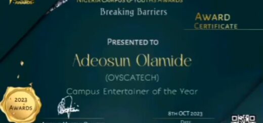 Adeosun Olamide Abraham, NCYAWARDS 2023 Campus Entertainer Of The Year